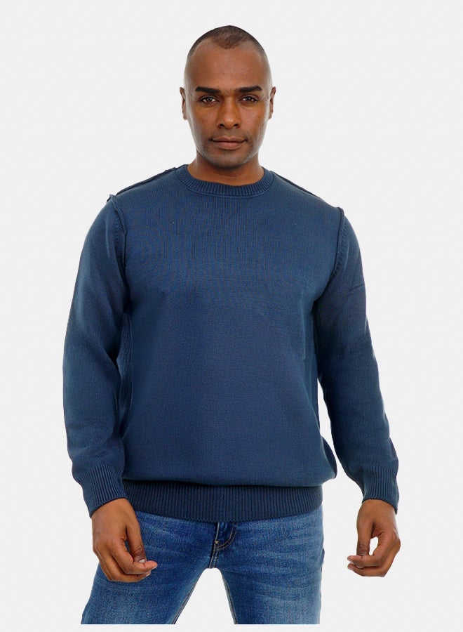 FIRE WOOD FireWood Round Neck Knit Sweater Long Sleeve For Men- Petrol - Image 1